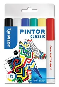 Set dekorativer Marker „Pintor F“, 6 klassische Farben, 1 mm, PILOT